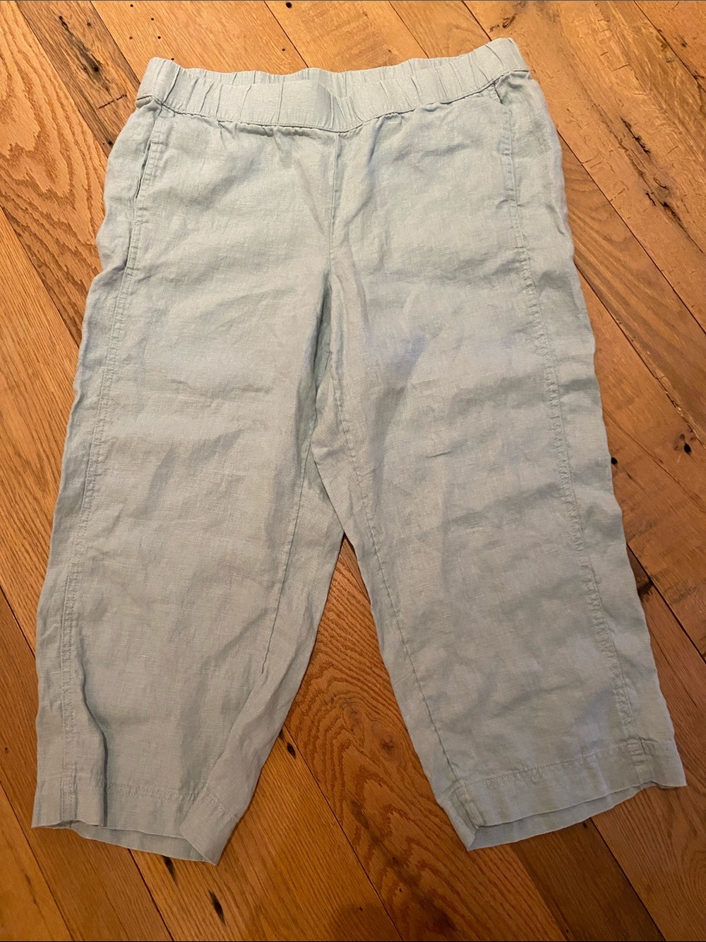 J Jill Love Linen Crop Wide Leg w Pockets Pants Sea Foam Green Lp